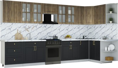 Кухонный гарнитур Интерлиния Мила Шато 1.5x3.8 PR - фото