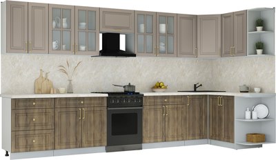 Кухонный гарнитур Интерлиния Мила Шато 1.5x3.8 PR - фото