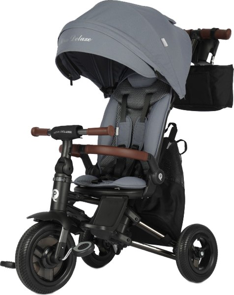 Трехколесный велосипед с ручкой QPlay S702 Nova Deluxe Stone Grey - фото