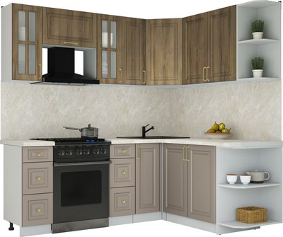 Кухонный гарнитур Интерлиния Мила Шато 1.7x2.1 PR - фото