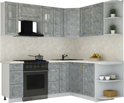 Кухонный гарнитур Интерлиния Мила Шато 1.7x2.1 PR - фото