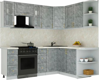 Кухонный гарнитур Интерлиния Мила Шато 1.7x2.2 PR - фото