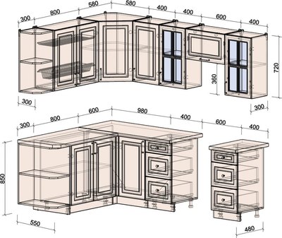 Кухонный гарнитур Интерлиния Мила Шато 1.7x2.4 LV