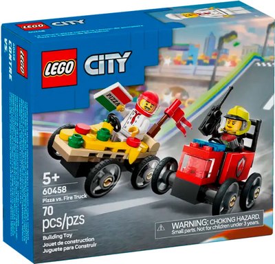 Конструктор Lego City Гоночный набор: пицца против пожарной машины 60458 - фото