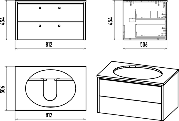 Тумба под умывальник Brevita Elche 80 / ELC-01080-0502Я