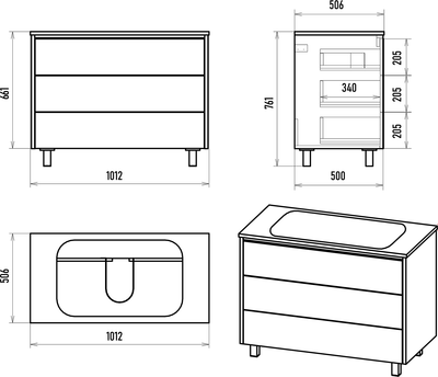 Тумба под умывальник Brevita Elche 100 / ELC-0100-0302Я