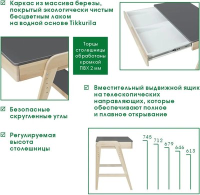 Стол детский Элегия Скандик с экраном 0162 РЕ