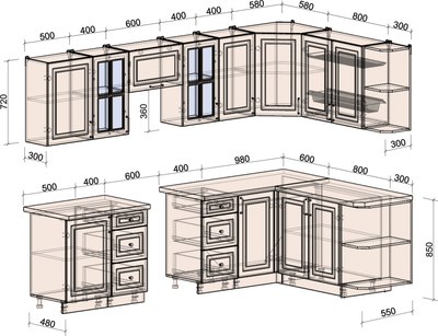 Кухонный гарнитур Интерлиния Мила Шато 1.7x2.9 PR