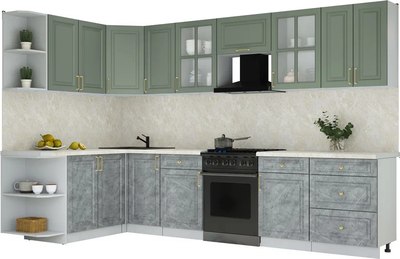 Кухонный гарнитур Интерлиния Мила Шато 1.7x3.2 LV - фото