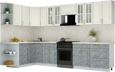 Кухонный гарнитур Интерлиния Мила Шато 1.7x3.3 LV - фото