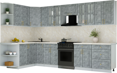 Кухонный гарнитур Интерлиния Мила Шато 1.7x3.3 LV - фото