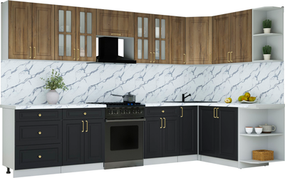 Кухонный гарнитур Интерлиния Мила Шато 1.7x3.3 PR - фото