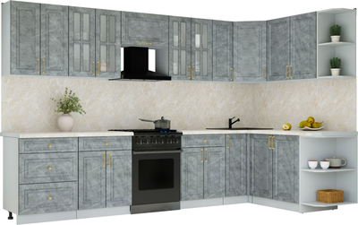 Кухонный гарнитур Интерлиния Мила Шато 1.7x3.3 PR - фото