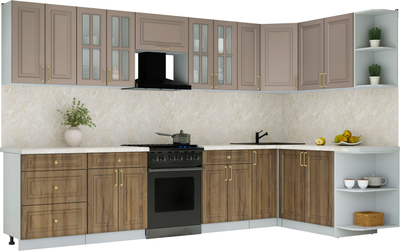 Кухонный гарнитур Интерлиния Мила Шато 1.7x3.3 PR - фото