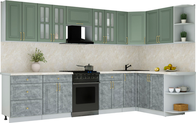 Кухонный гарнитур Интерлиния Мила Шато 1.7x3.3 PR - фото