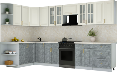 Кухонный гарнитур Интерлиния Мила Шато 1.7x3.4 LV - фото