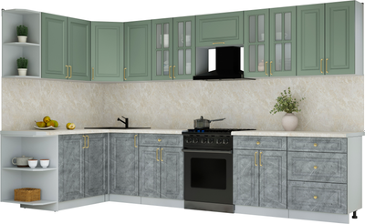 Кухонный гарнитур Интерлиния Мила Шато 1.7x3.4 LV - фото