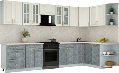 Кухонный гарнитур Интерлиния Мила Шато 1.7x3.4 PR - фото