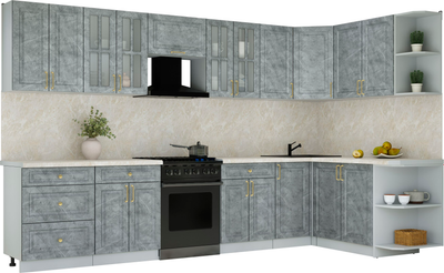 Кухонный гарнитур Интерлиния Мила Шато 1.7x3.4 PR - фото
