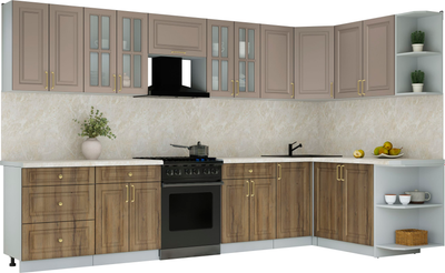 Кухонный гарнитур Интерлиния Мила Шато 1.7x3.4 PR - фото