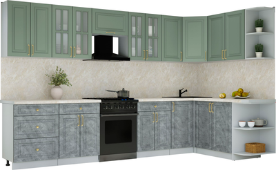 Кухонный гарнитур Интерлиния Мила Шато 1.7x3.4 PR - фото