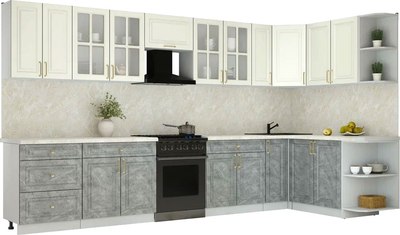 Кухонный гарнитур Интерлиния Мила Шато 1.7x3.7 PR - фото