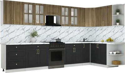 Кухонный гарнитур Интерлиния Мила Шато 1.7x3.7 PR - фото