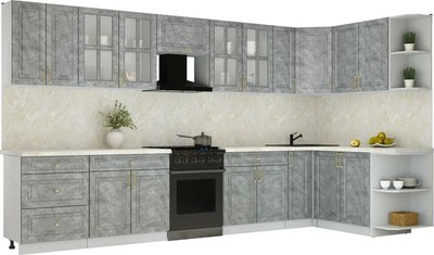 Кухонный гарнитур Интерлиния Мила Шато 1.7x3.7 PR - фото