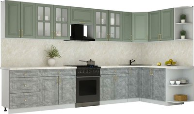 Кухонный гарнитур Интерлиния Мила Шато 1.7x3.7 PR - фото