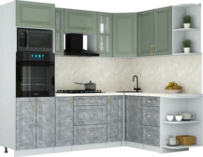 Кухонный гарнитур Интерлиния Мила Шато 1.68x2.4 ВТ PR - фото