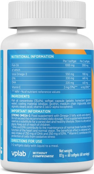 Жирные кислоты Vplab Стронг Омега-3