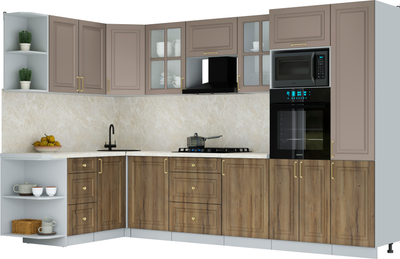 Кухонный гарнитур Интерлиния Мила Шато 1.68x3.2 ВТ LV - фото