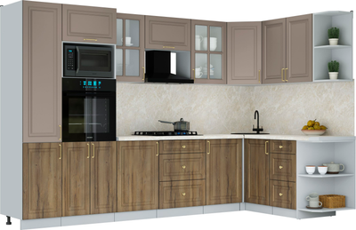 Кухонный гарнитур Интерлиния Мила Шато 1.68x3.2 ВТ PR - фото