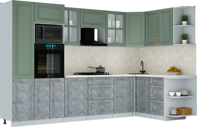 Кухонный гарнитур Интерлиния Мила Шато 1.68x3.2 ВТ PR - фото