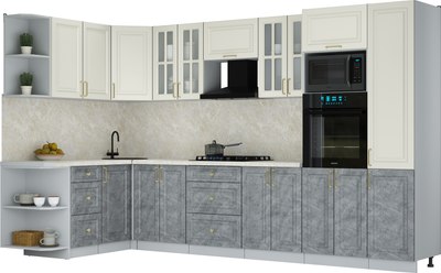 Кухонный гарнитур Интерлиния Мила Шато 1.68x3.4 ВТ LV - фото
