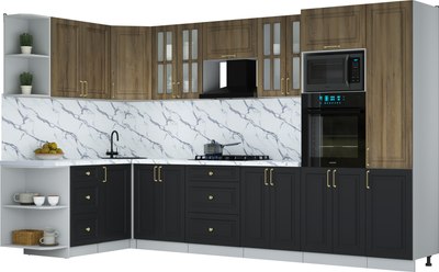 Кухонный гарнитур Интерлиния Мила Шато 1.68x3.4 ВТ LV - фото