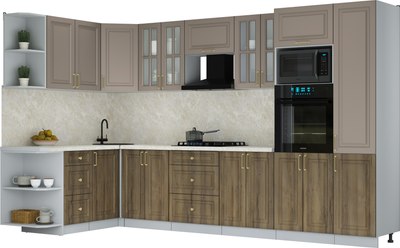 Кухонный гарнитур Интерлиния Мила Шато 1.68x3.4 ВТ LV - фото