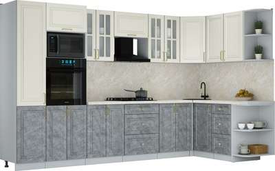 Кухонный гарнитур Интерлиния Мила Шато 1.68x3.4 ВТ PR - фото