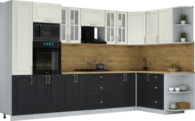 Кухонный гарнитур Интерлиния Мила Шато 1.68x3.4 ВТ PR - фото