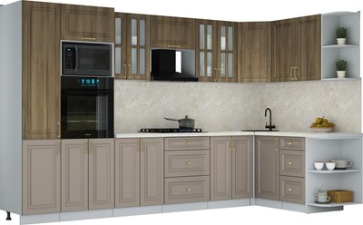 Кухонный гарнитур Интерлиния Мила Шато 1.68x3.4 ВТ PR - фото