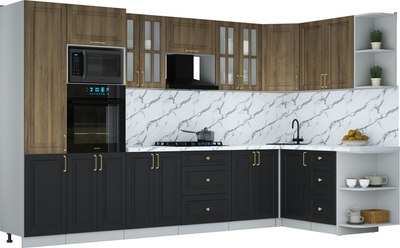 Кухонный гарнитур Интерлиния Мила Шато 1.68x3.4 ВТ PR - фото