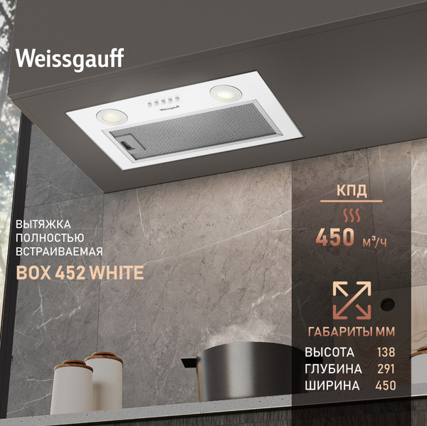 Вытяжка скрытая Weissgauff Box 452 White