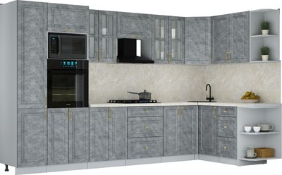 Кухонный гарнитур Интерлиния Мила Шато 1.68x3.4 ВТ PR - фото