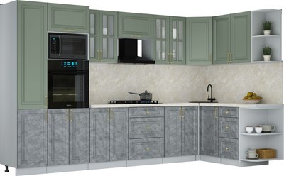 Кухонный гарнитур Интерлиния Мила Шато 1.68x3.4 ВТ PR - фото