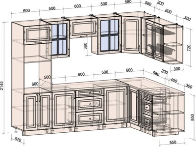 Кухонный гарнитур Интерлиния Мила Шато 1.88x2.8 ВТ PR