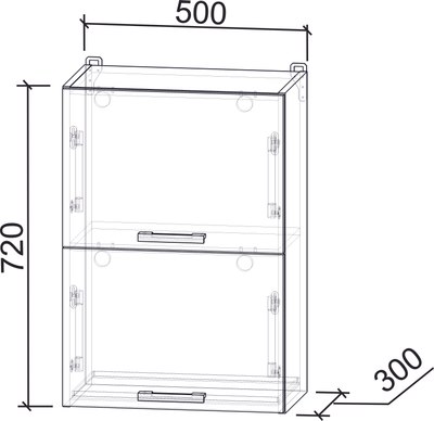 Шкаф навесной для кухни Интерлиния Компо ВШС50-720-2дг