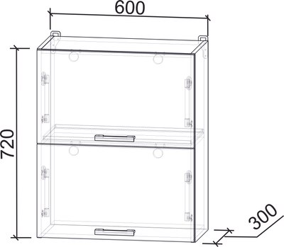 Шкаф навесной для кухни Интерлиния Компо ВШС60-720-2дг