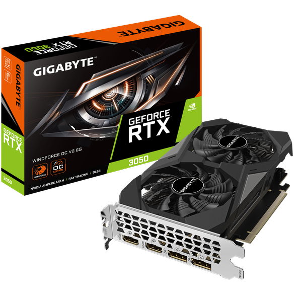 Видеокарта Gigabyte RTX 3050 Windforce 6G OC (GV-N3050WF2OCV2-6GD)
