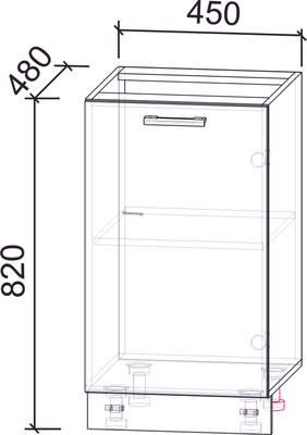 Шкаф-стол кухонный Интерлиния Компо НШ45р-1дв
