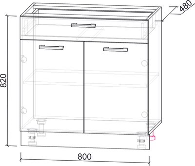 Шкаф-стол кухонный Интерлиния Компо НШ80рш1